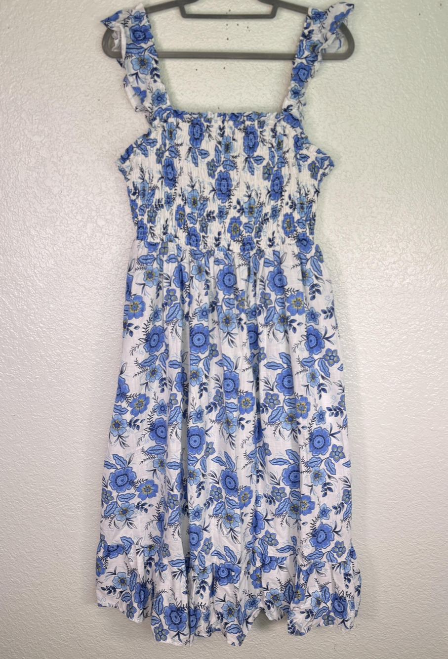 Haute Hippie Dress Womens 12 Floral Smocked Midi Ruffle Boho Mommy N Me NEW